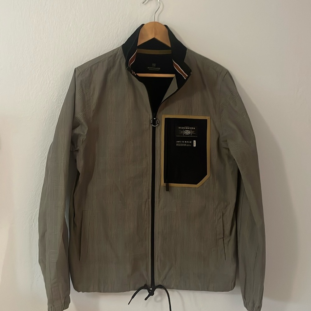SCOTCH & SODA LIGHTWEIGHT TRACK JACKET YARN DYED CHECK PATTERN - Mens Small